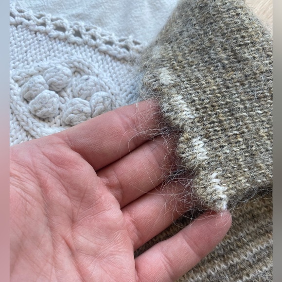 Vintage Mohair Wool Blend Floral Embroidered Sweater / Cardigan - Picture 6 of 9